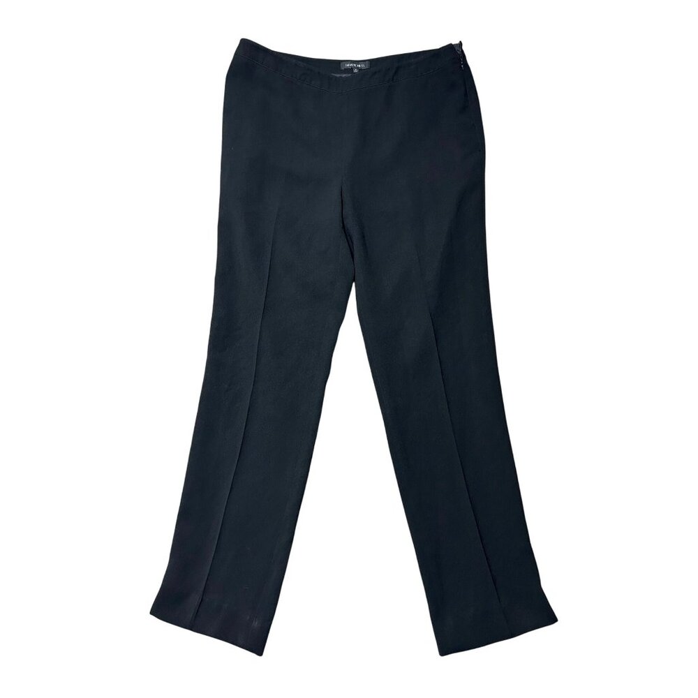Lafayette 148 Women's Sz 10 New York Black Straight-Leg Pants Side Zip